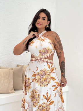 Vestido Maldivas Jardim Dourado